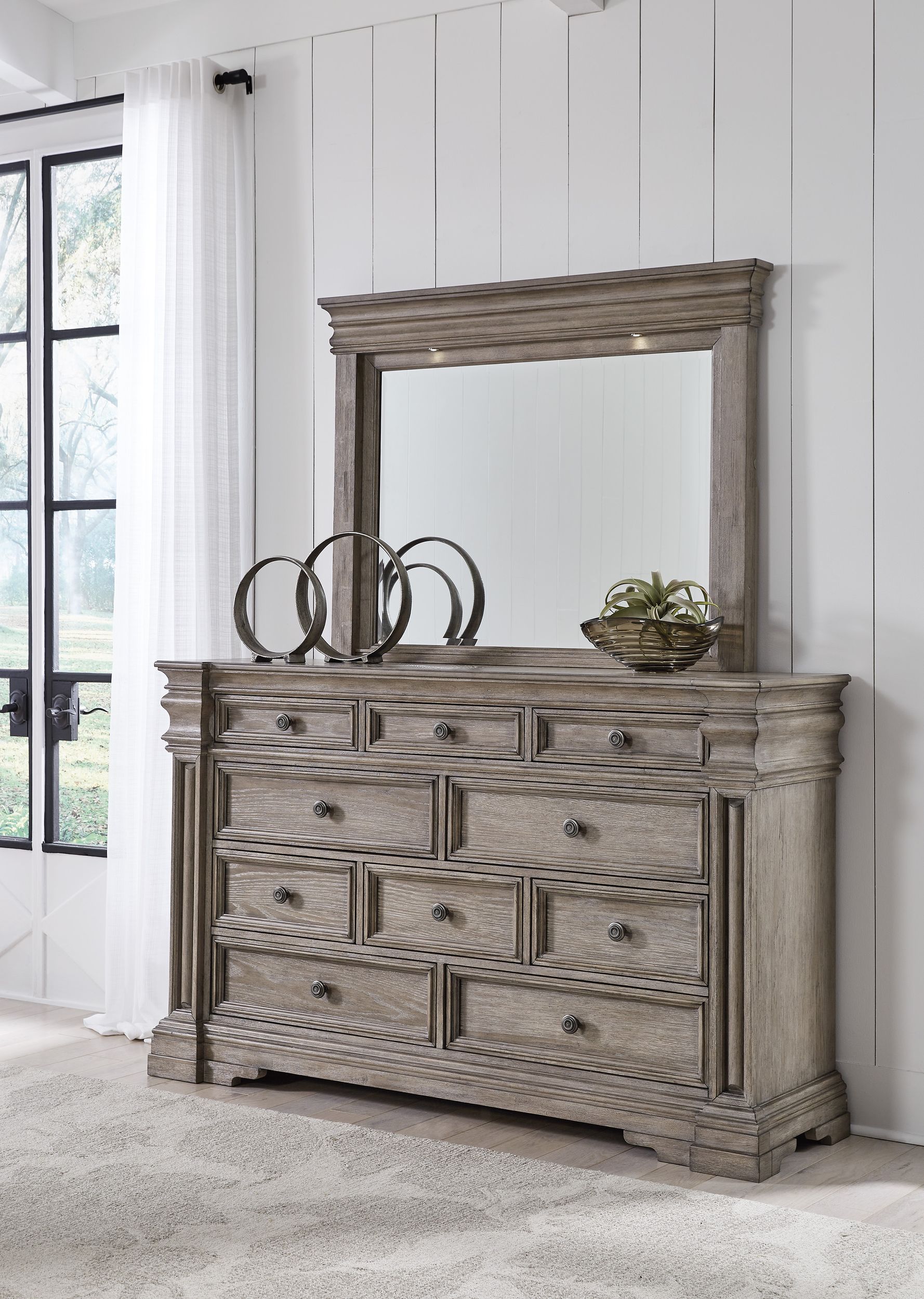 Blairhurst Wood/Glass Bedroom Mirror w/LED