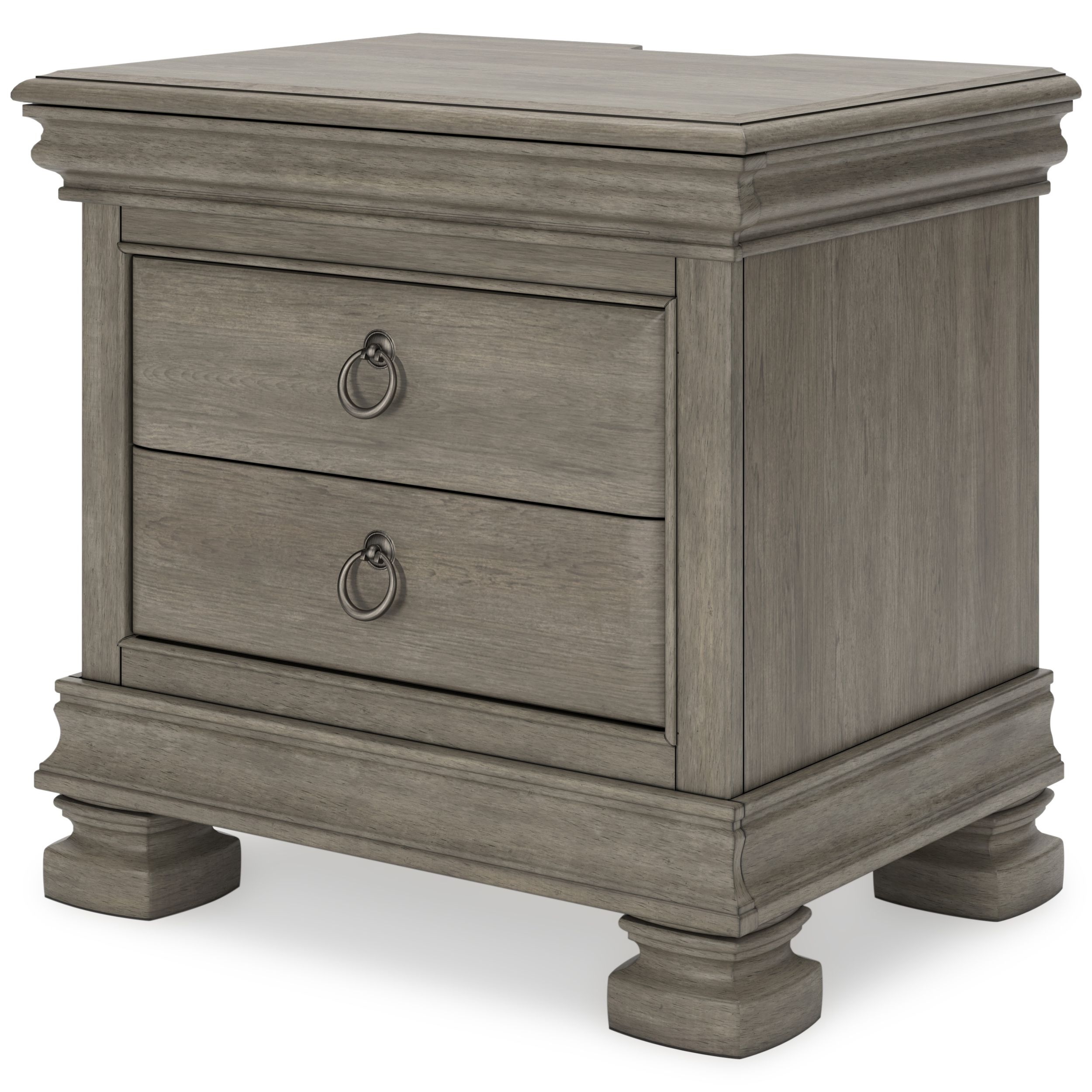 Lexorne Wood 3-Drawer Nightstand w/USB Charger