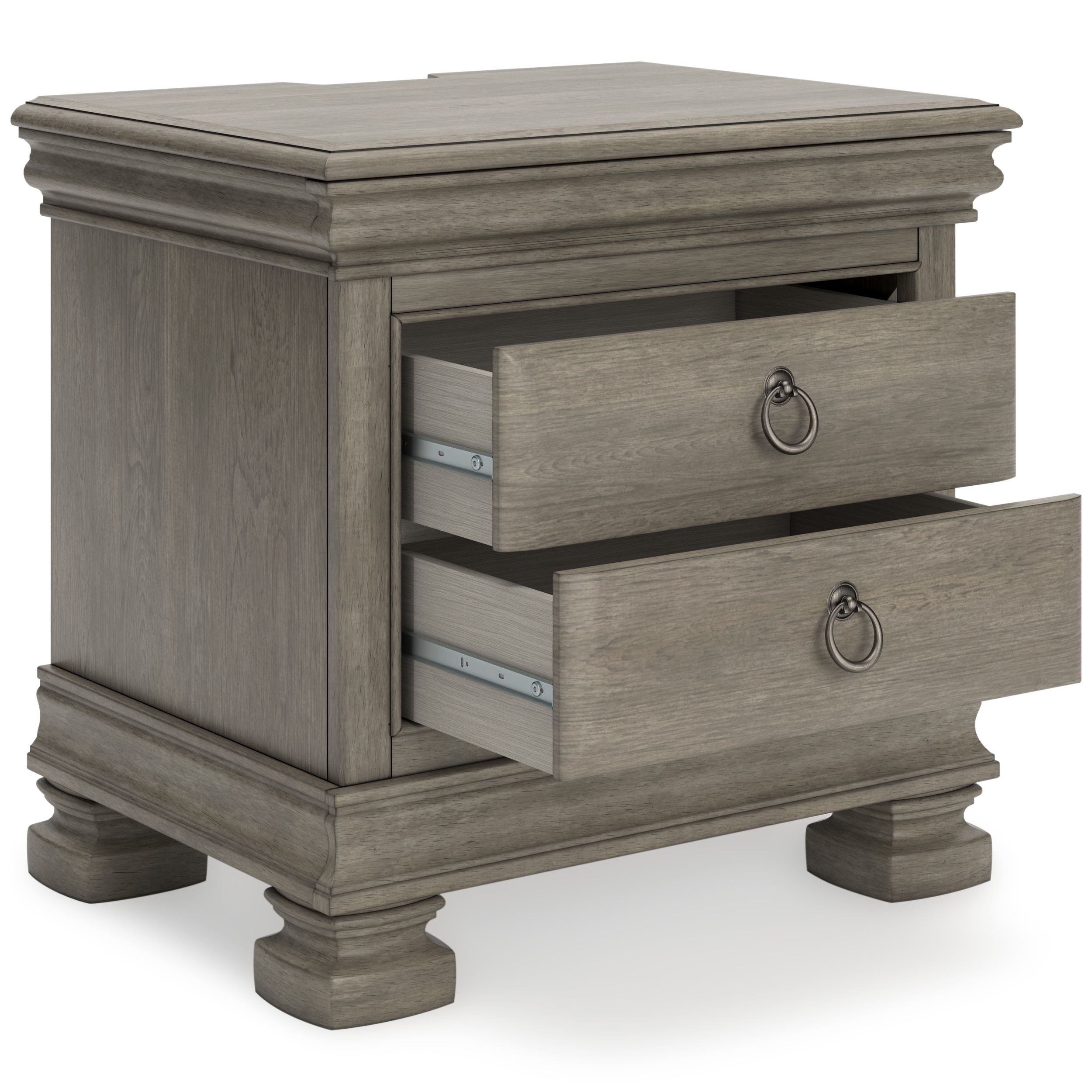 Lexorne Wood 3-Drawer Nightstand w/USB Charger