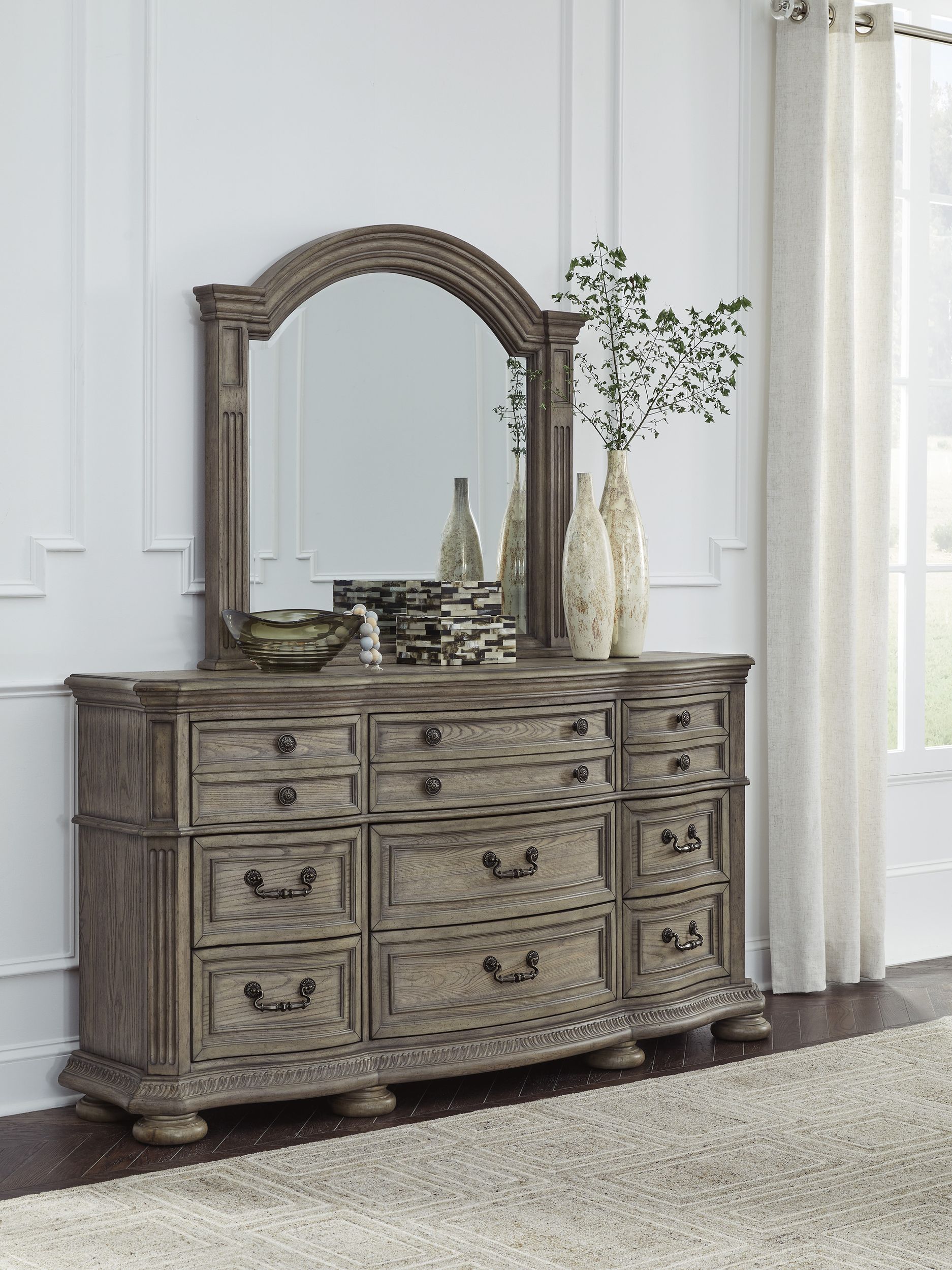 Ardenfield Wood/Wood Veneer/Glass Bedroom Mirror