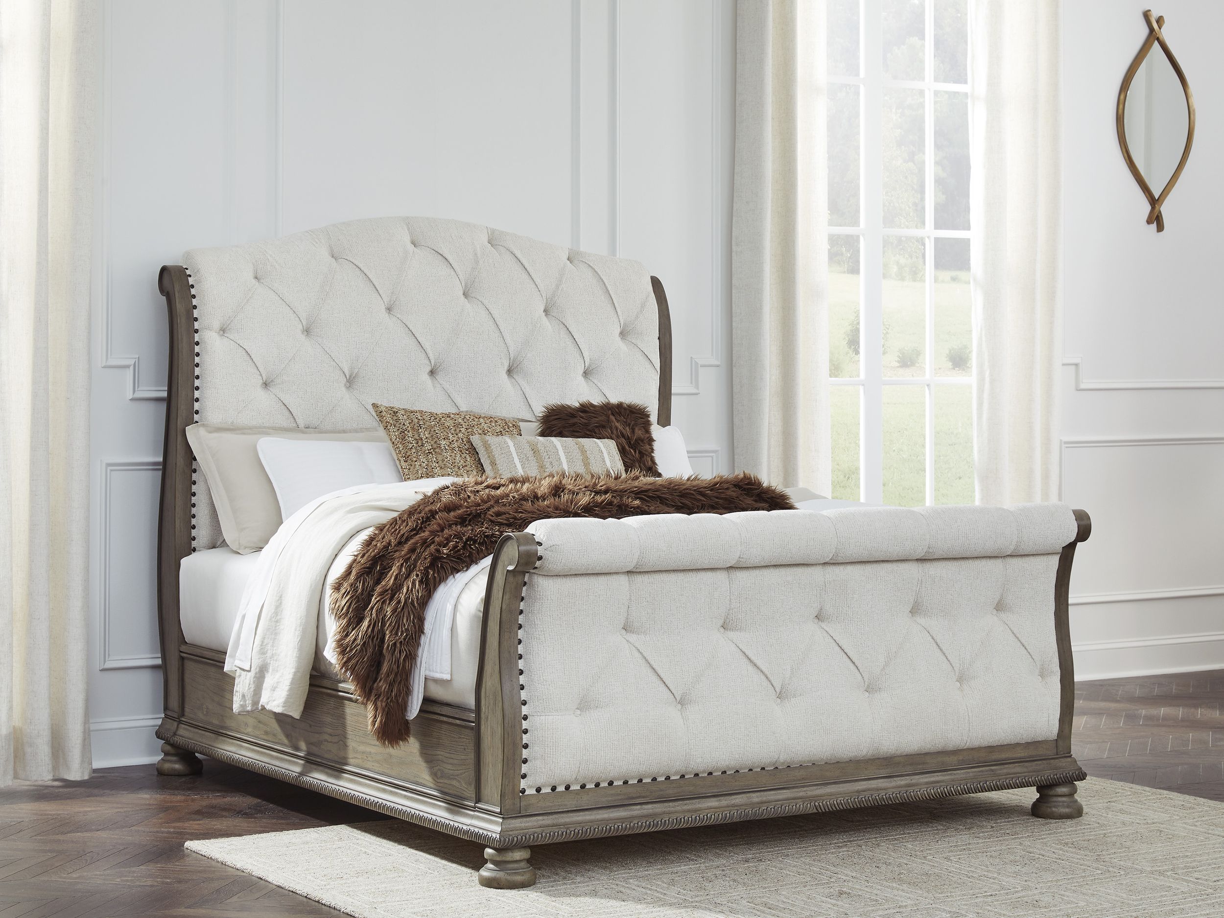 Ardenfield Fabric/Wood Upholstered Sleigh Bed, Queen Size