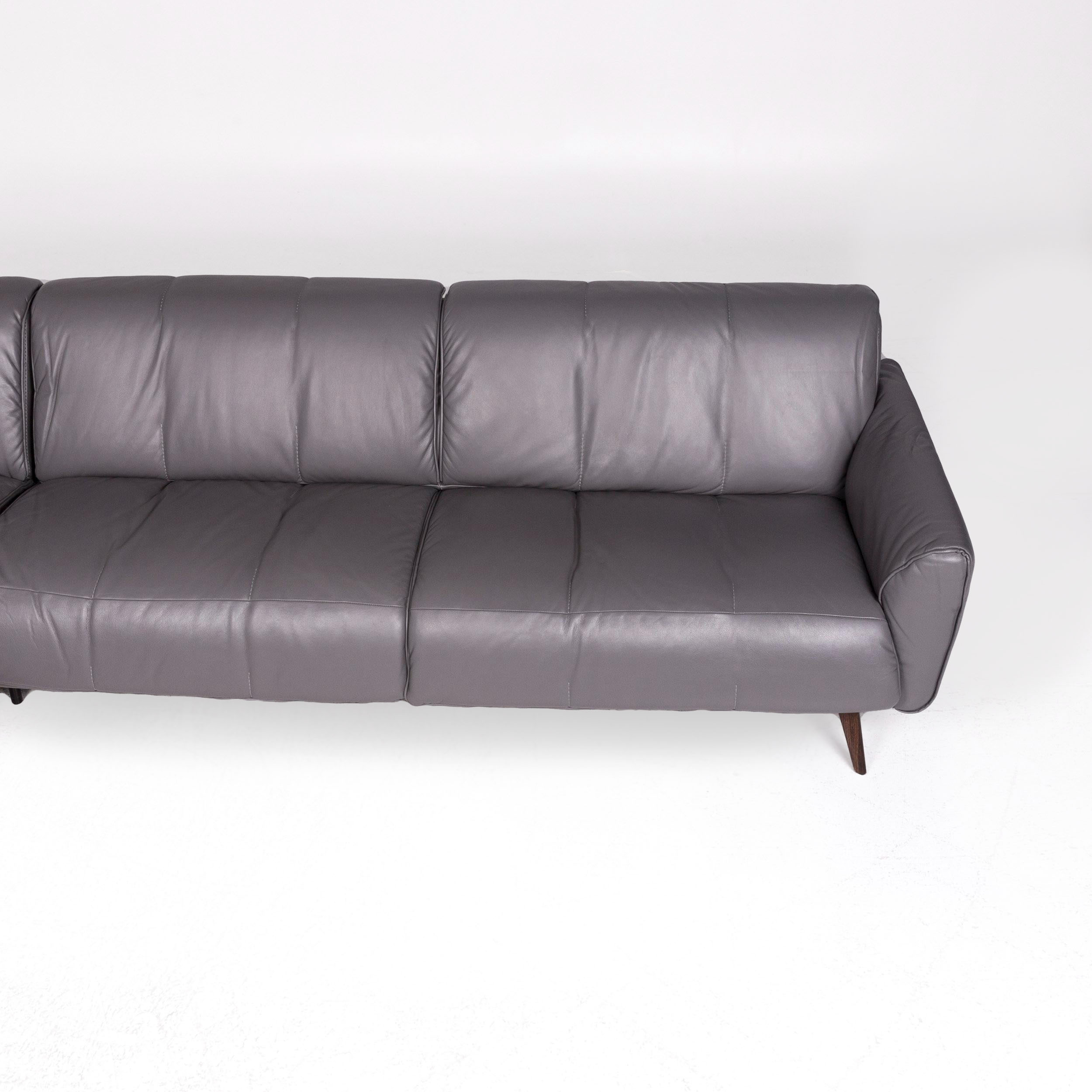 Talento Fabric/Leather L-Shape Sectional Sofa w/ Chaise & Wood Panel