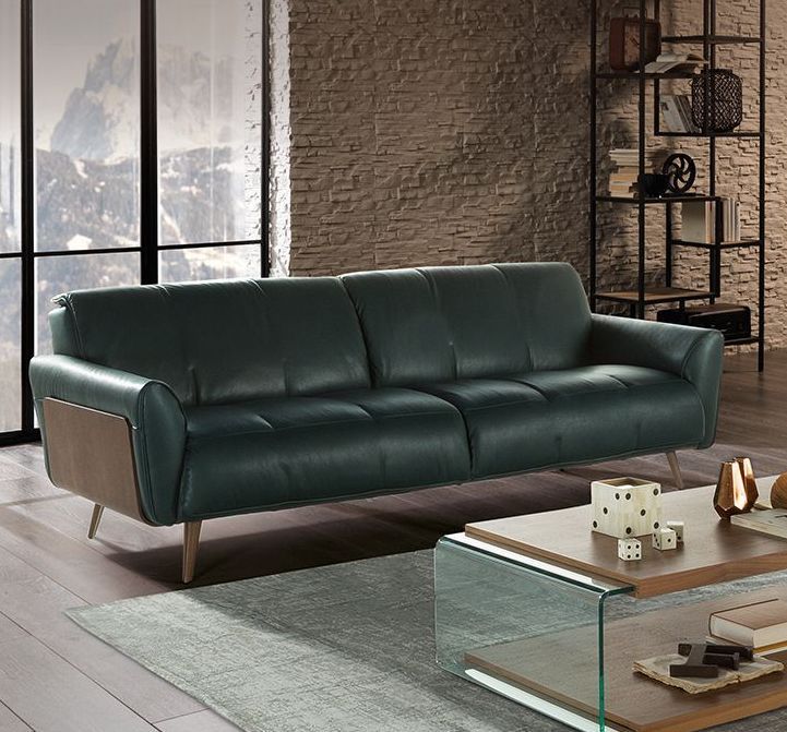 Talento Fabric/Leather Living Room Set w/ Wood Panels