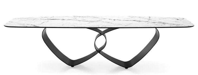 Breeze W118.1-inch Ceramic/Metal Customizable Elliptical Dining Table