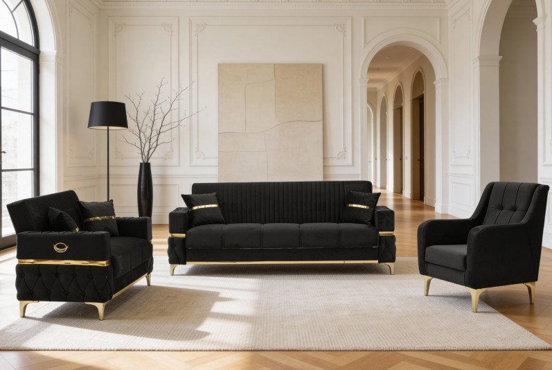 Bambi Microfiber Convertible Storage Sofa
