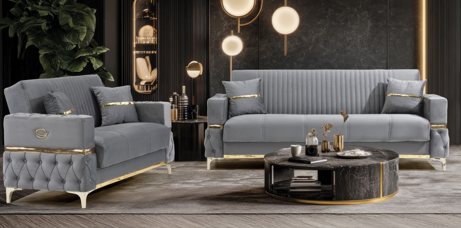 Bambi Microfiber Convertible Storage Loveseat