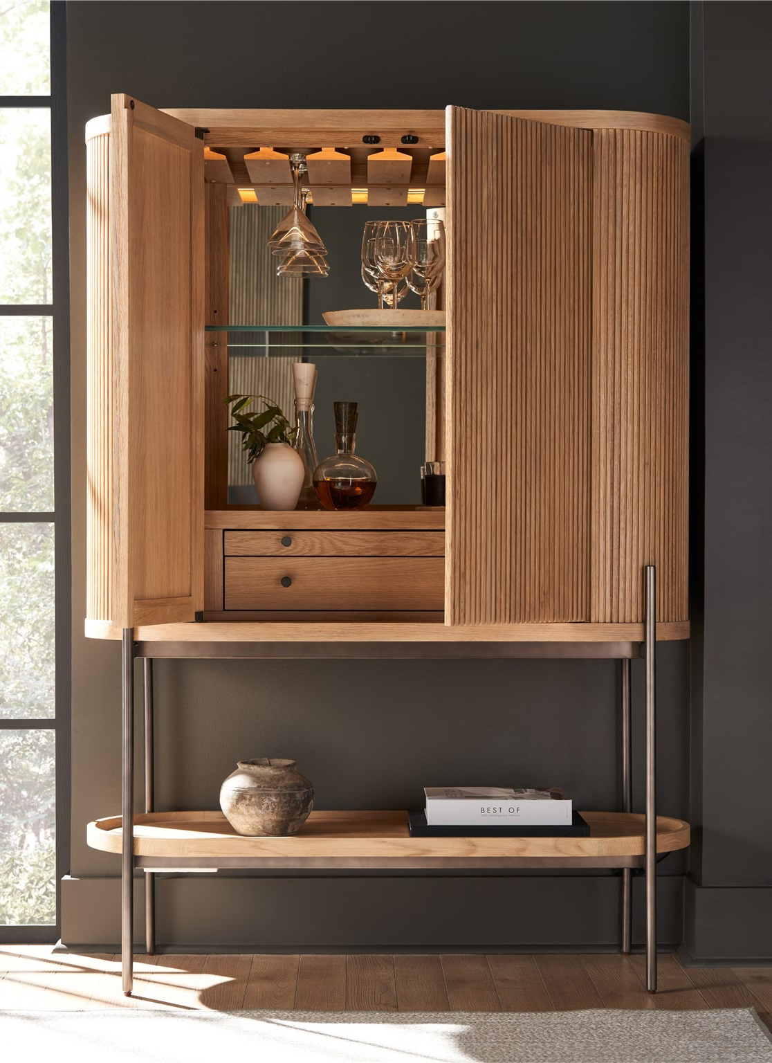 Linnea Wood Bar Cabinet w/2 Doors & 2 Drawers