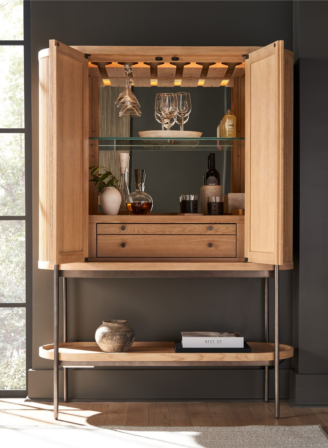 Linnea Wood Bar Cabinet w/2 Doors & 2 Drawers