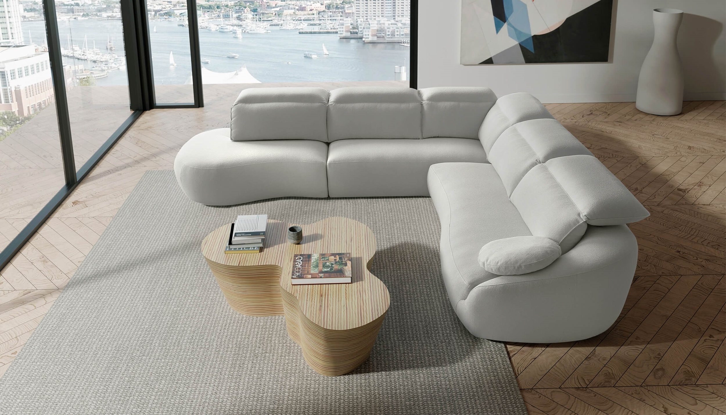 Barcelona Microfiber Fabric L-Shaped Customizable Sectional