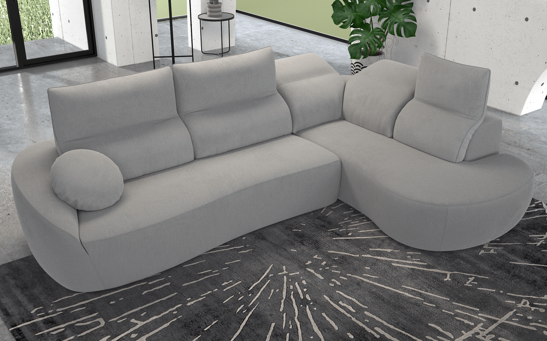 Barcelona Light Gray Sectional Sofa Right Bumper Chaise