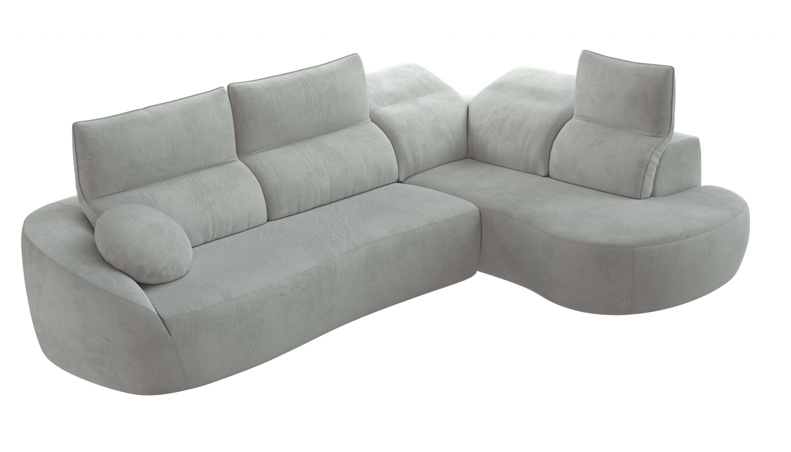 Barcelona Microfiber Fabric L-Shaped Sectional Sofa w/Right Bumper Chaise