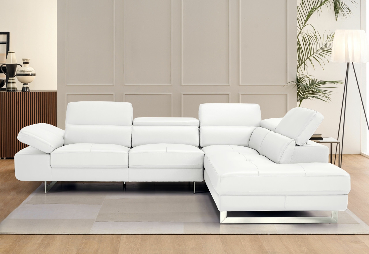 Barts Leatherette L-Shape Sectional w/Motion Headrests, Right Arm Chaise Facing