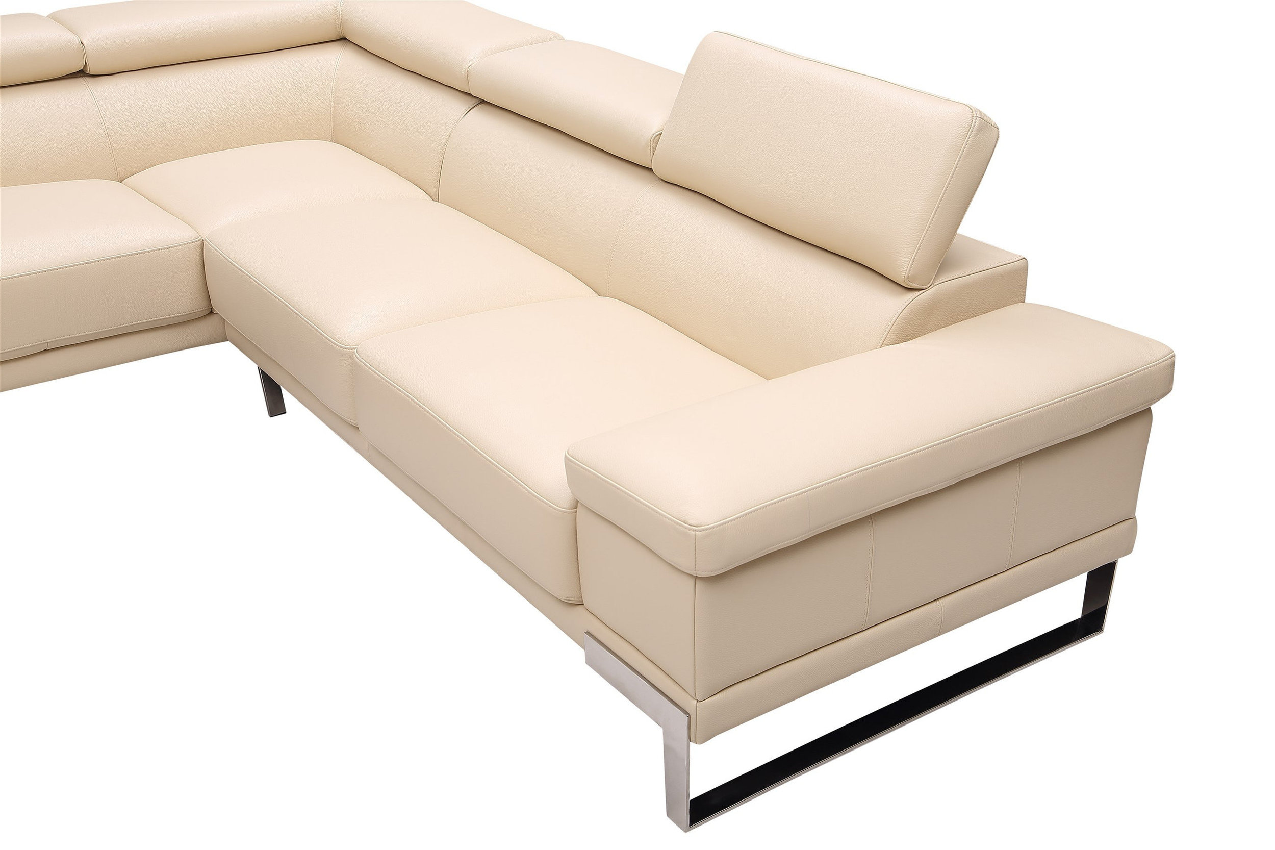 Baxter L-Shaped Leather Modular Sectional with Chaise & Motion Headrest