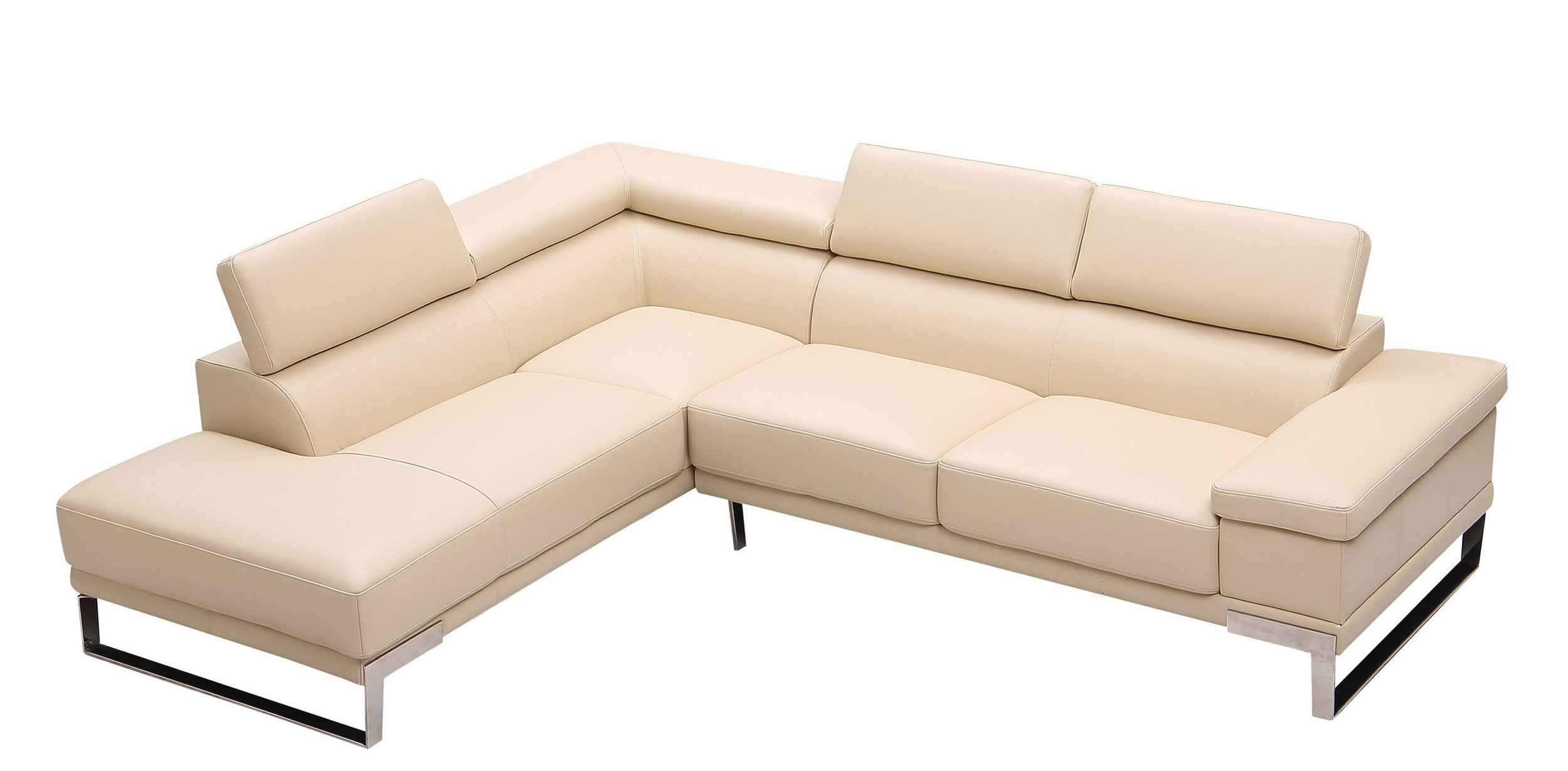 Baxter L-Shaped Leather Sectional with Left Chaise & Motion Headrest