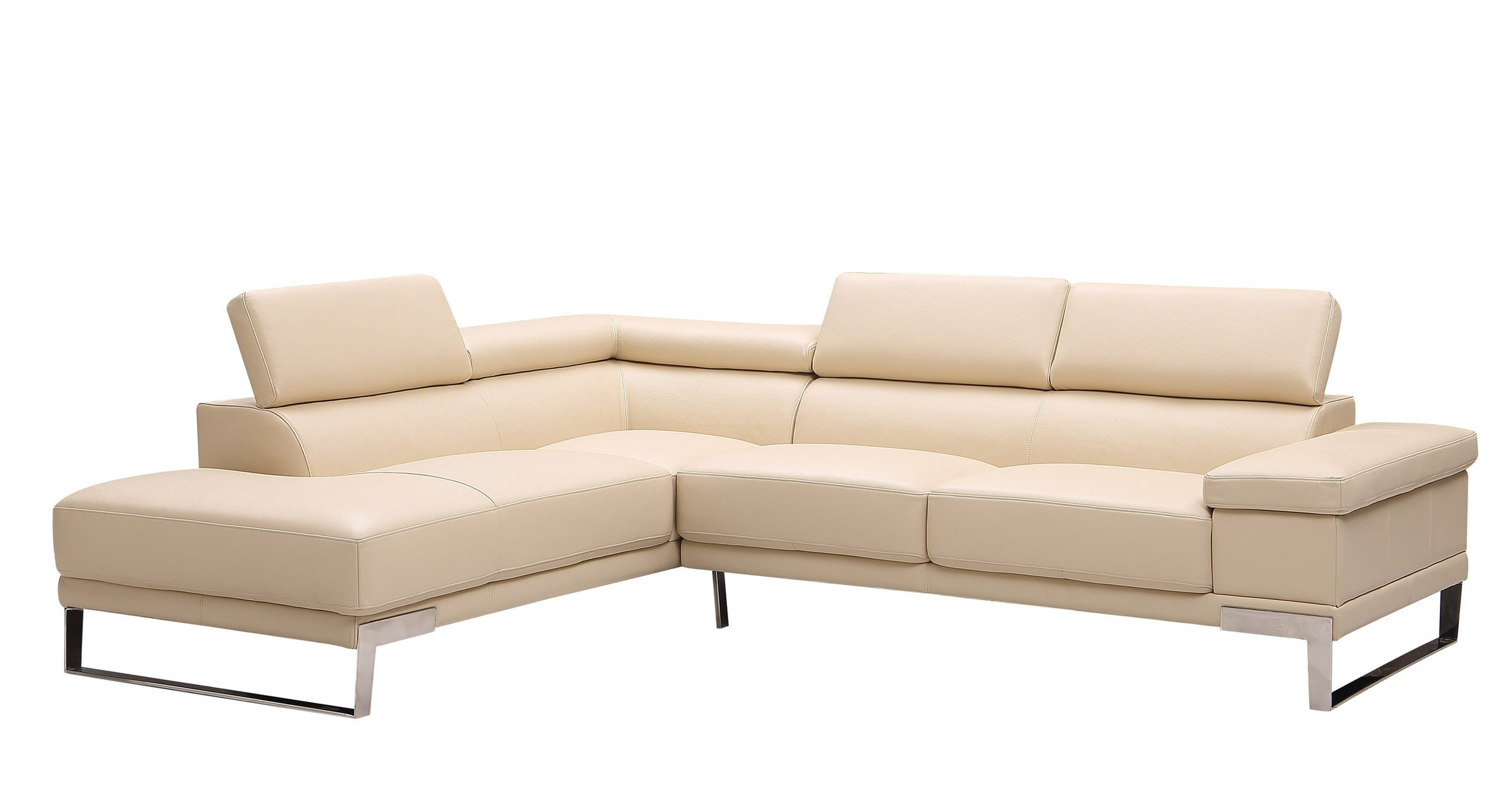 Baxter L-Shaped Leather Modular Sectional with Chaise & Motion Headrest