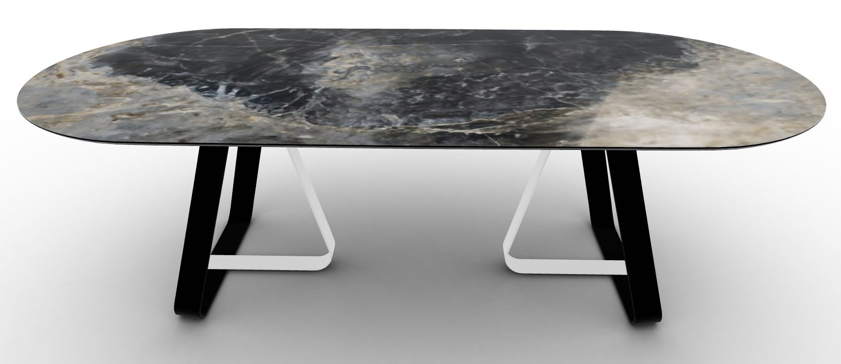 Sunshine W98.4-inch Ceramic/Metal Customizable Oval Dining Table