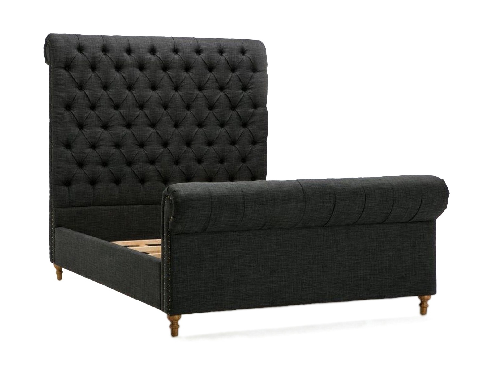 Empire Fabric Tufted Sleigh Full Size Bed