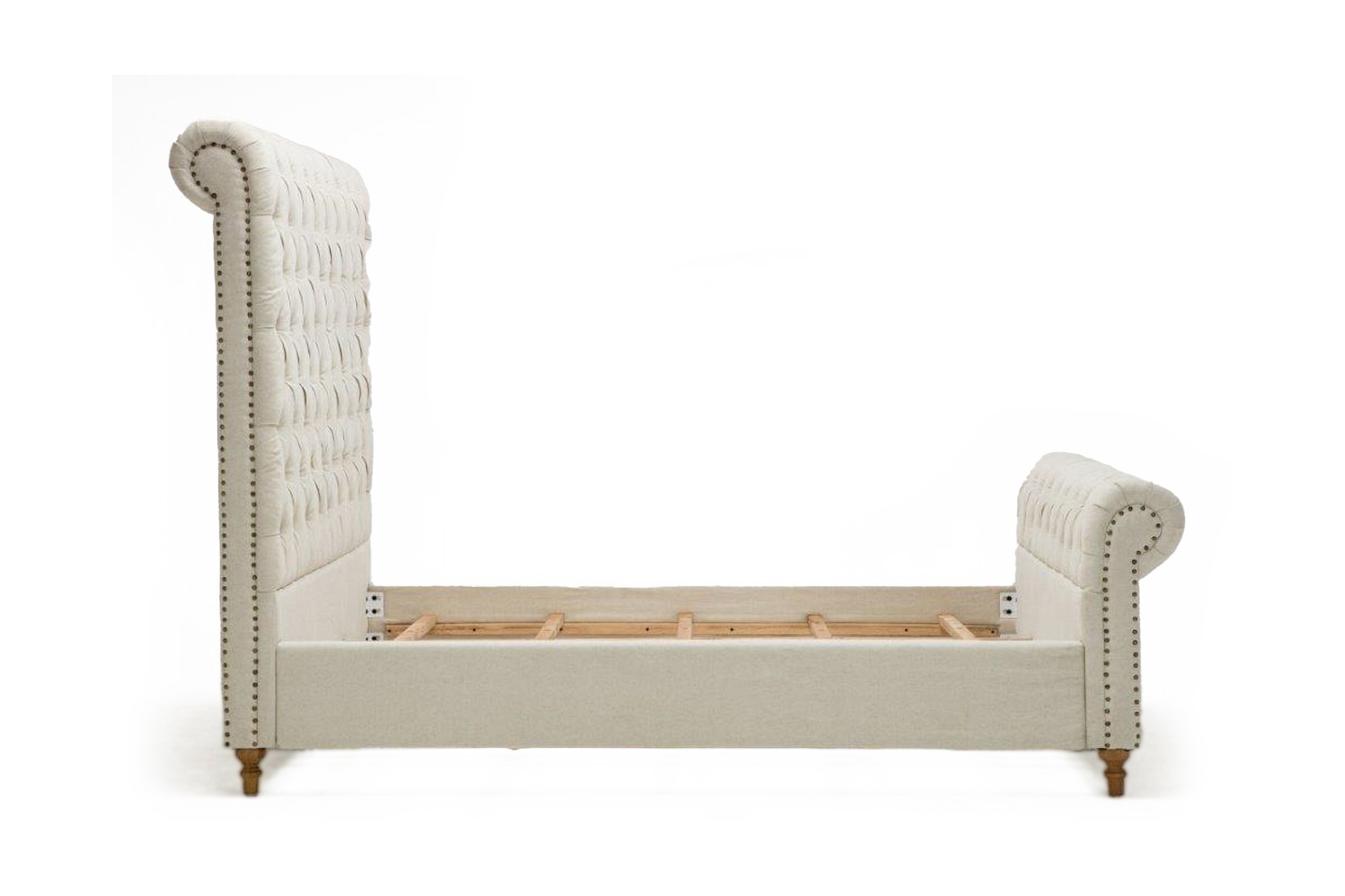 Empire Fabric Tufted Sleigh Full Size Bed
