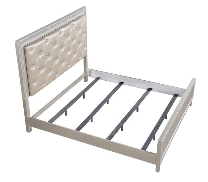 Sliverfluff PU/Wood Panel Bed w/LED Light