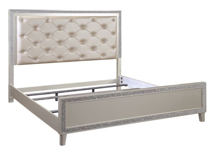 Sliverfluff PU/Wood Panel Bedroom Set w/LED Light