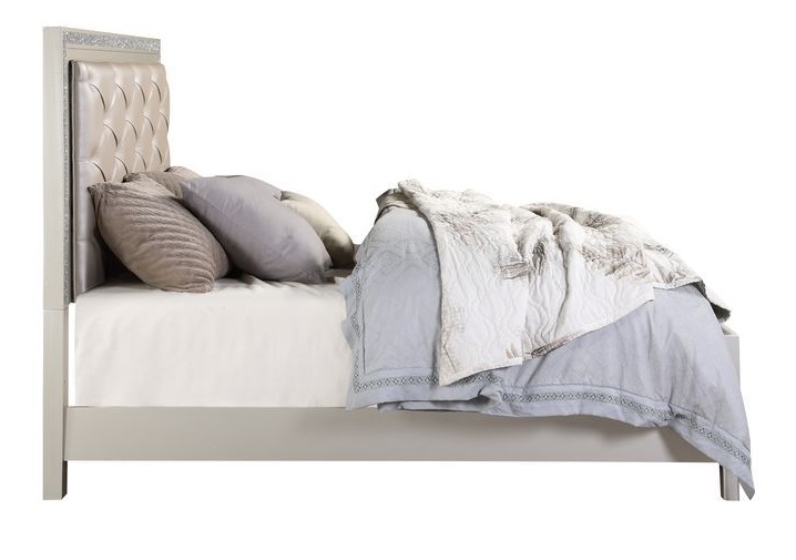 Sliverfluff PU/Wood Storage Panel Bed w/LED Light, Eastern King Size