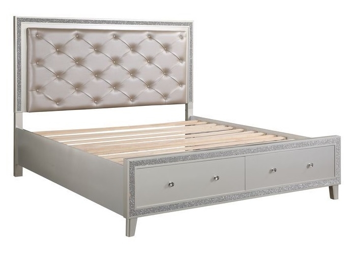 Sliverfluff PU/Wood Storage Panel Bedroom Set w/LED Light