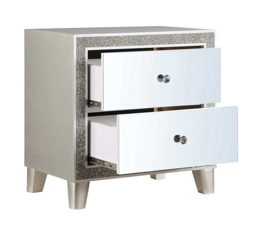 Sliverfluff PU/Wood Panel Bedroom Set w/LED Light