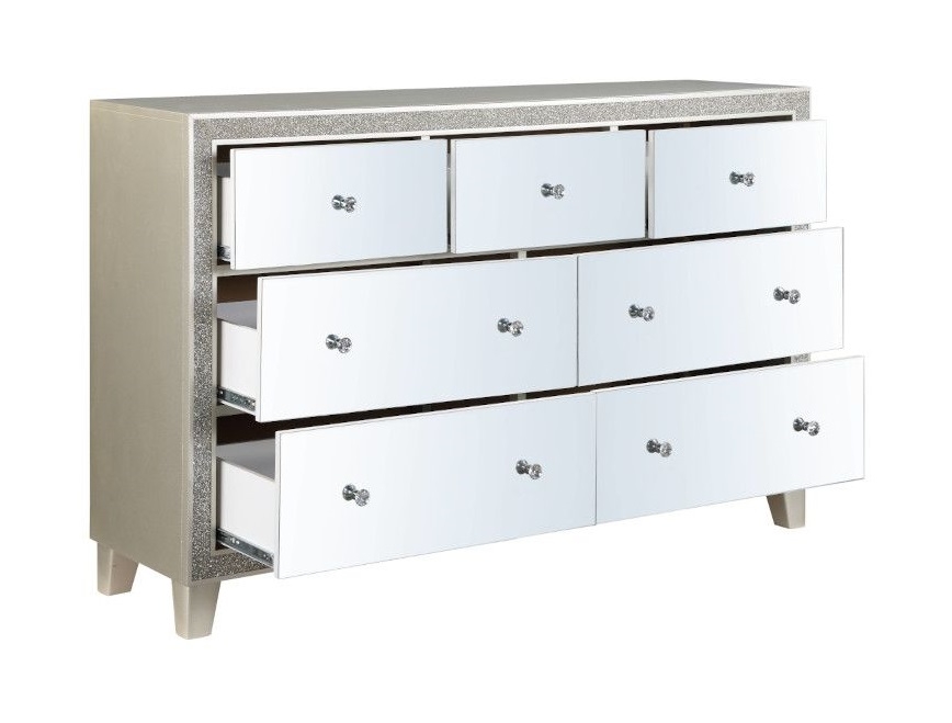 Sliverfluff Mirror/Wood Dresser w/7 Drawers
