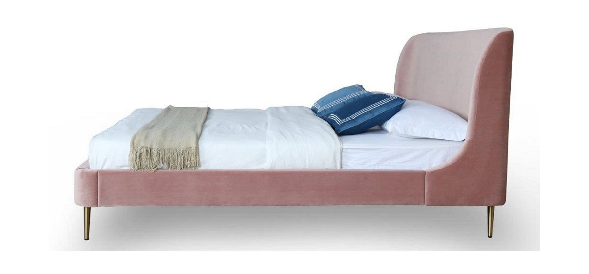 Heather Velvet Platform Queen Size Bed