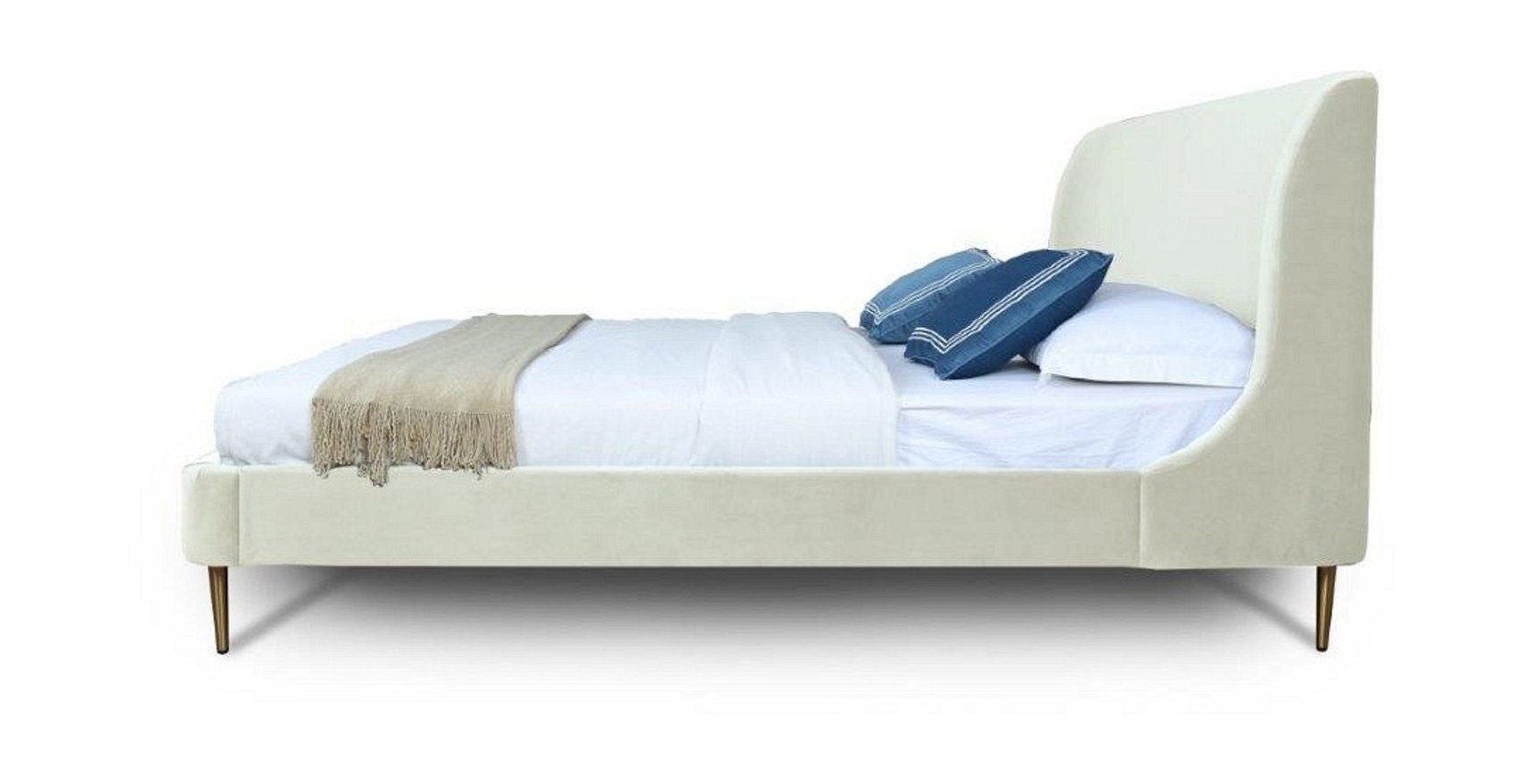 Heather Velvet Platform Queen Size Bed
