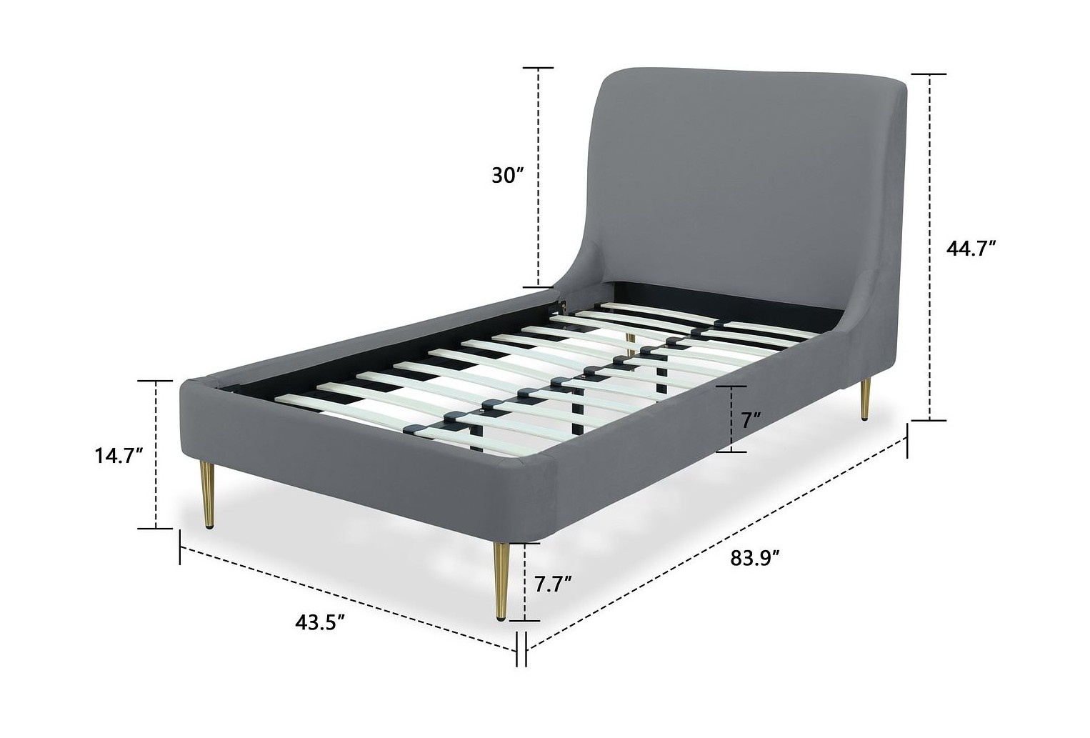Heather Velvet Platform Twin Size Bed