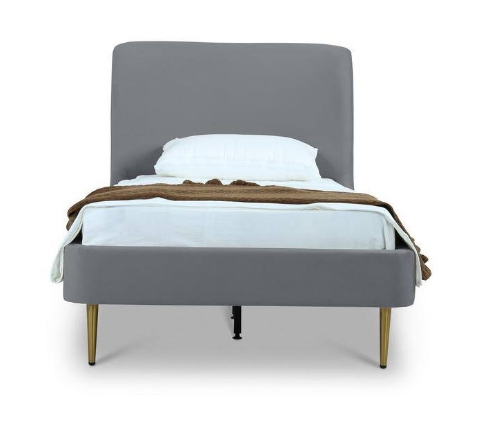 Heather Velvet Platform Twin Size Bed