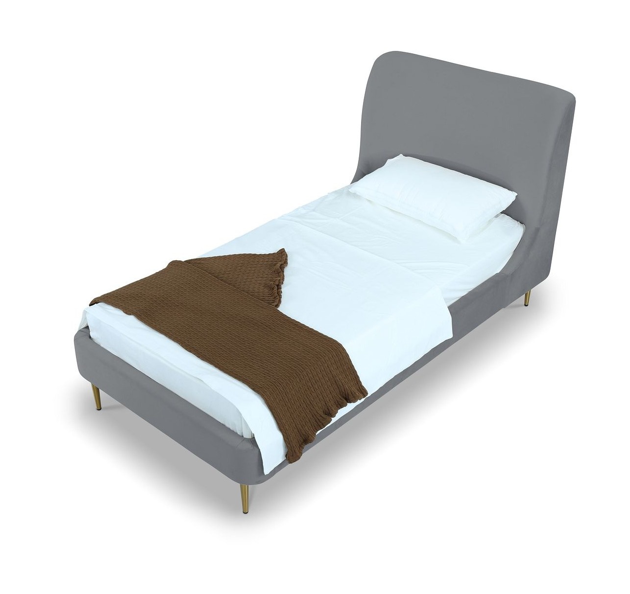 Heather Velvet Platform Twin Size Bed
