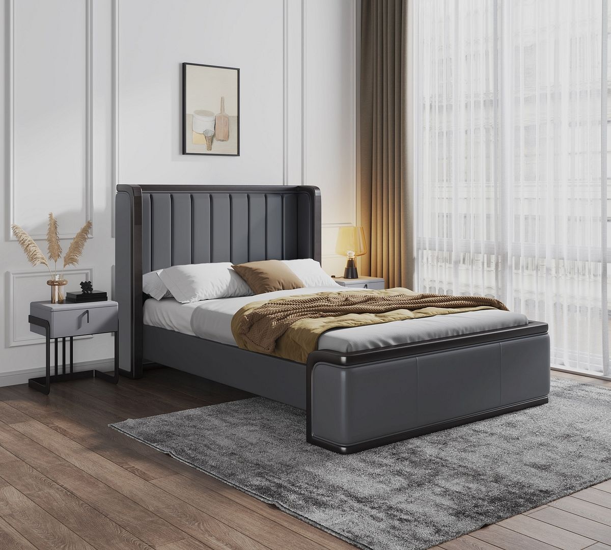 Kingdom Faux Leather Queen Size Bed