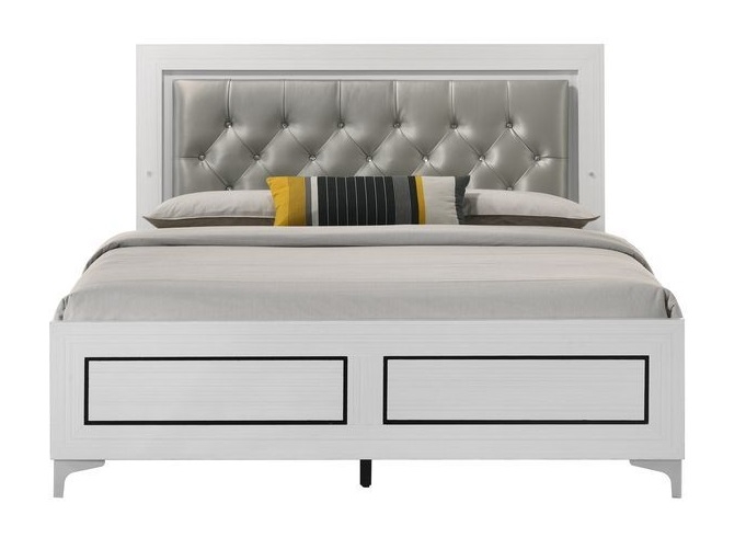 Casilda PU/Wood Panel Bed w/LED Light, Eastern King Size