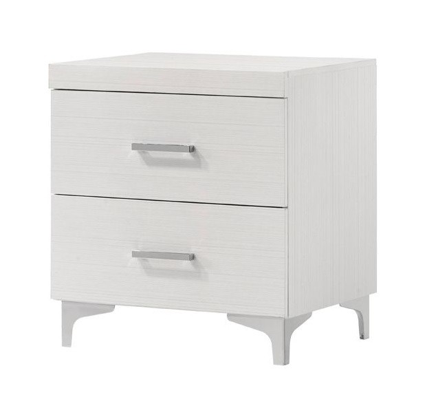 White Nightstand: Modern 2-Drawer Wooden