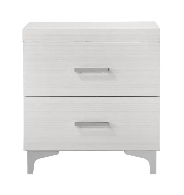 White Nightstand: Modern 2-Drawer Wooden
