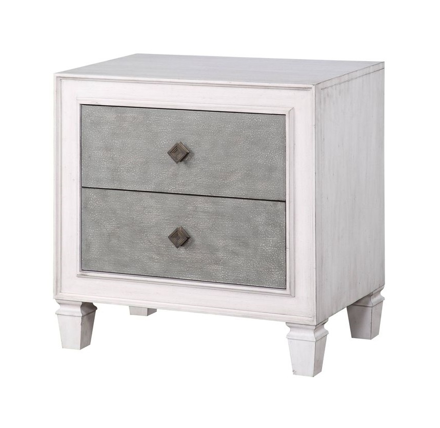 Katia Rustic Gray and Weathered White 2 Drawer Nightstand