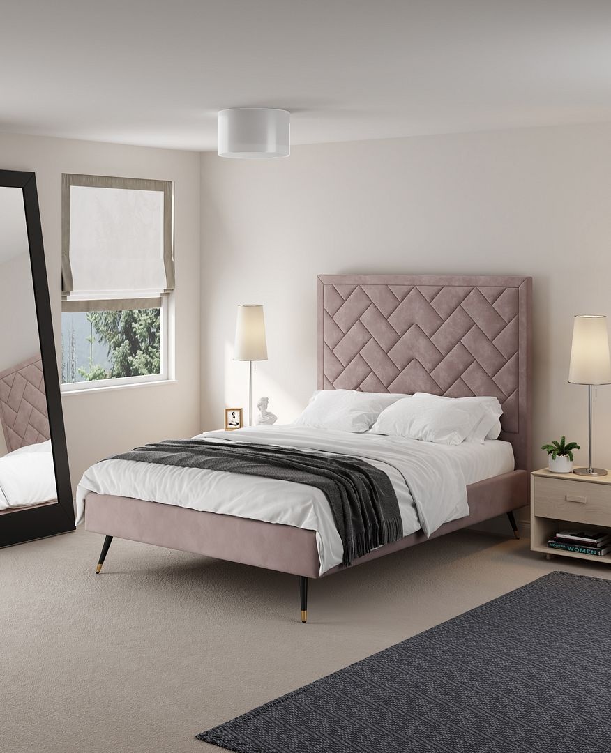 Crosby Velvet Platform Full Size Bed