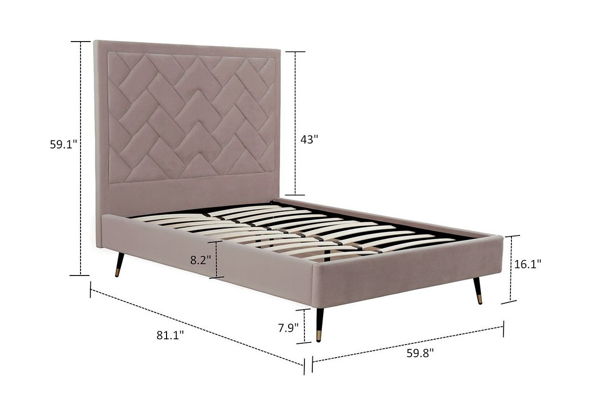 Crosby Velvet Platform Full Size Bed