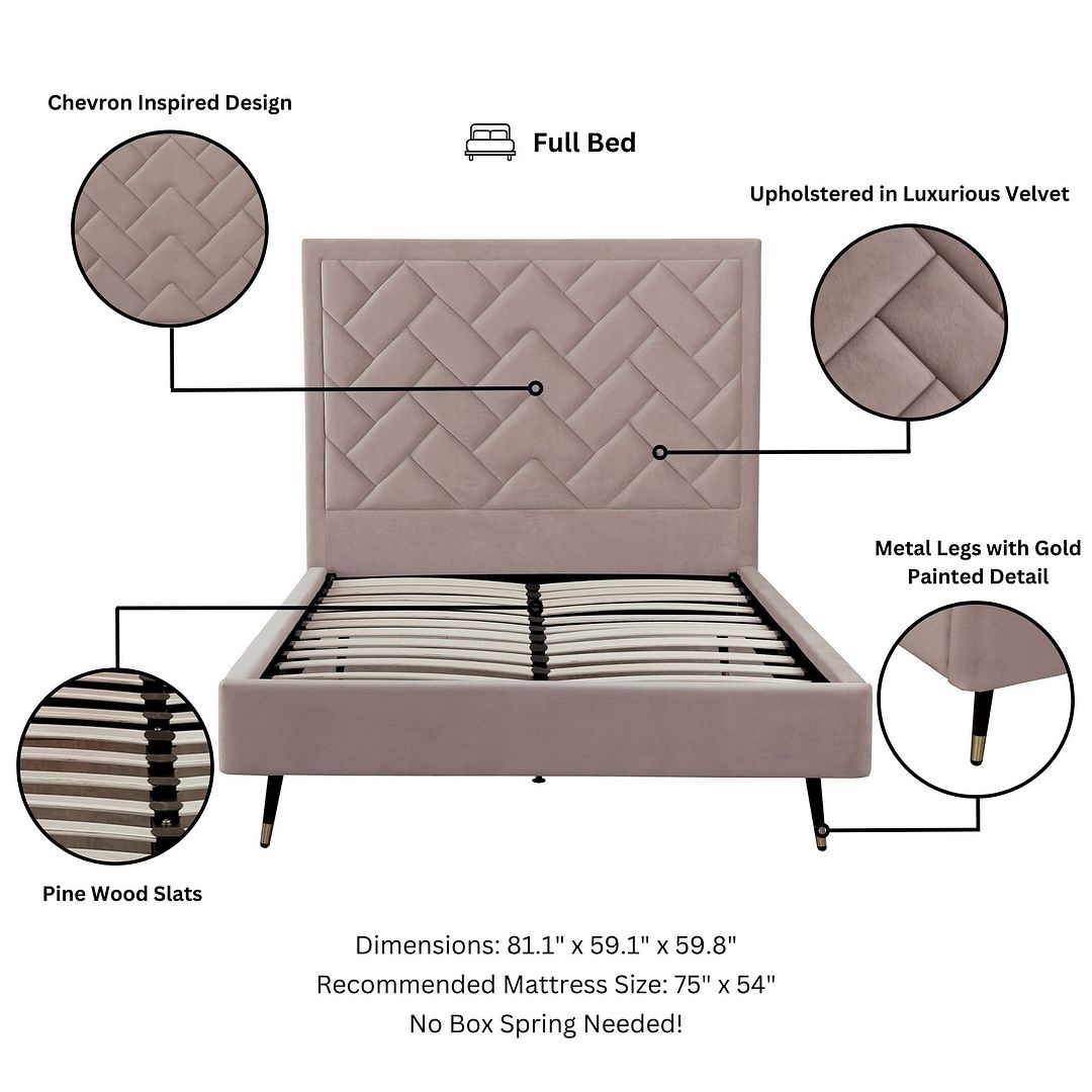 Crosby Velvet Platform Full Size Bed