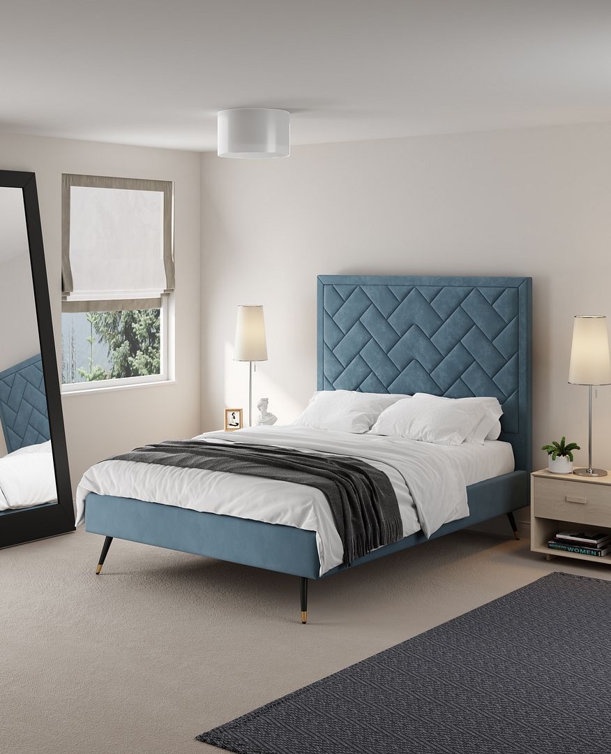 Crosby Velvet Platform Full Size Bed