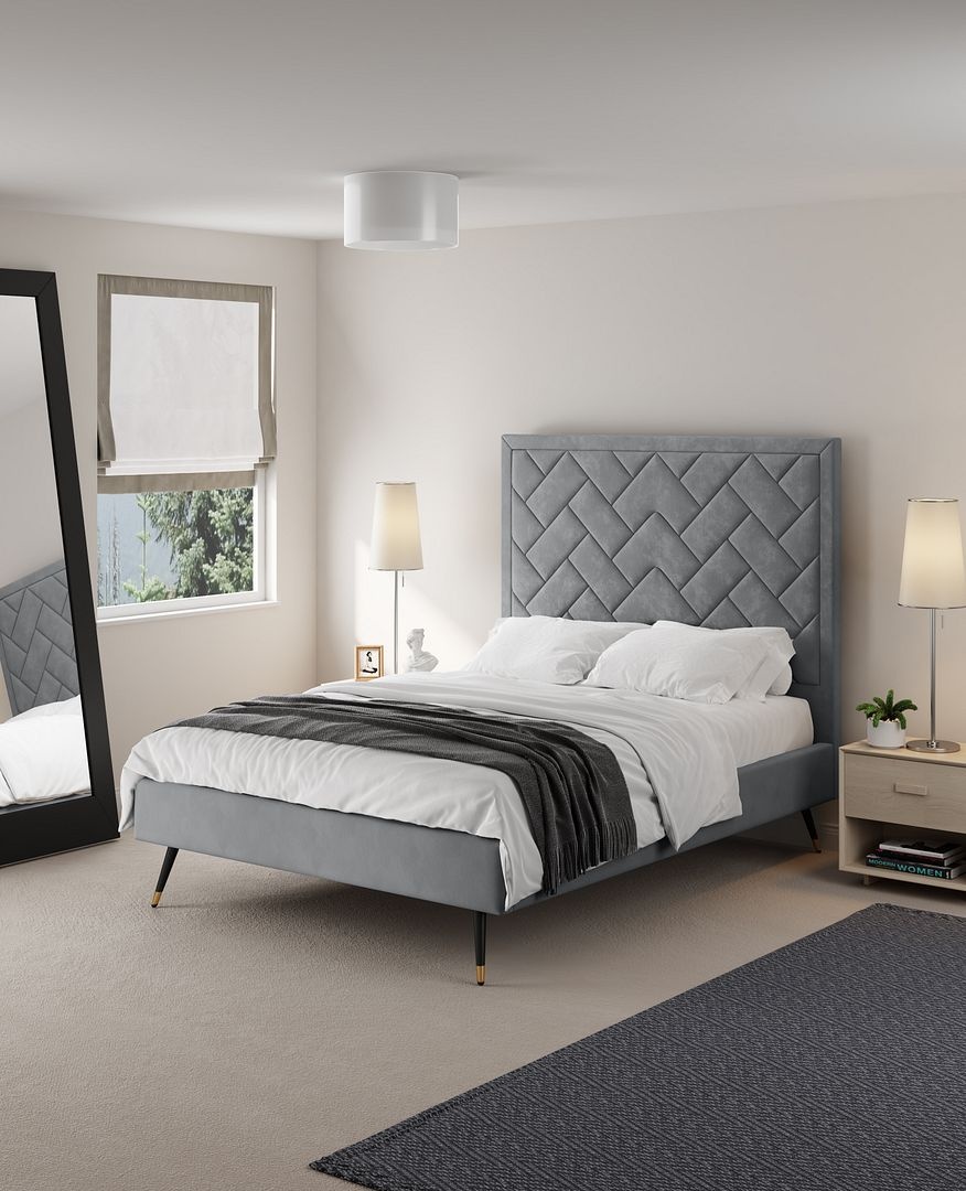 Crosby Velvet Platform Full Size Bed