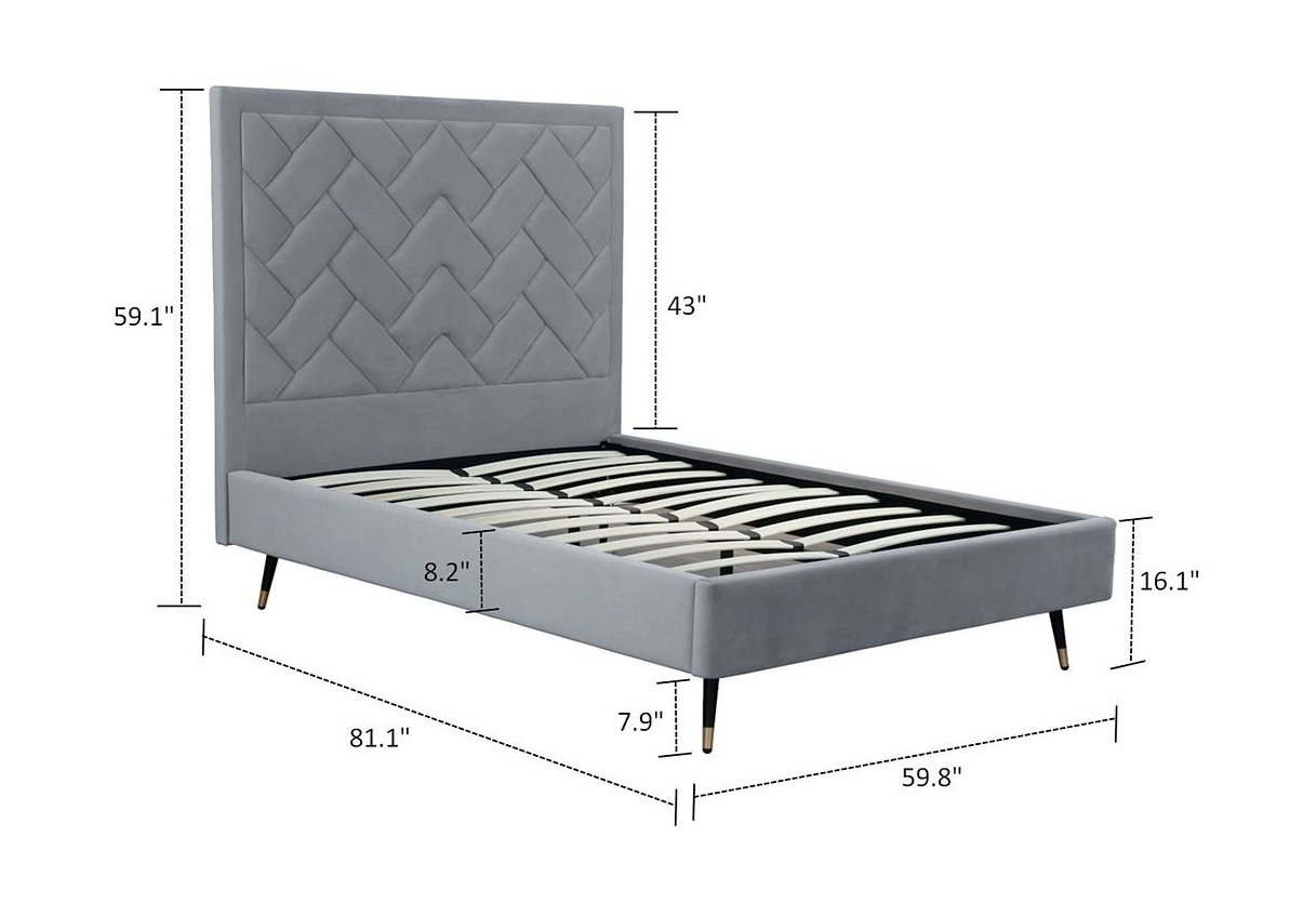Crosby Velvet Platform Full Size Bed