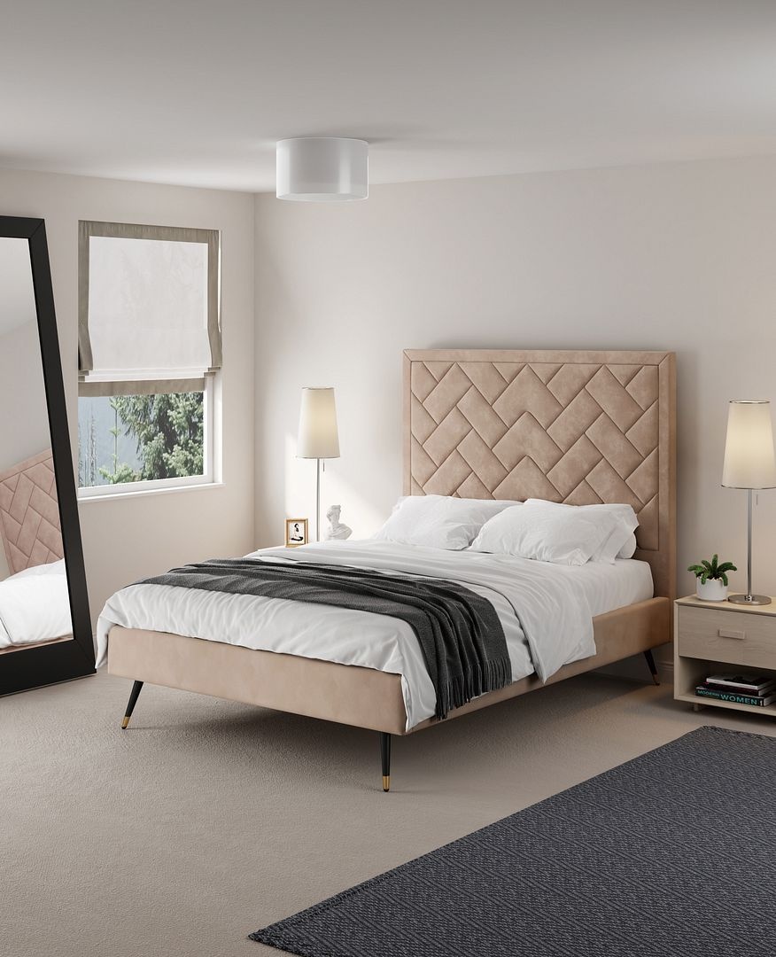 Crosby Velvet Platform Full Size Bed