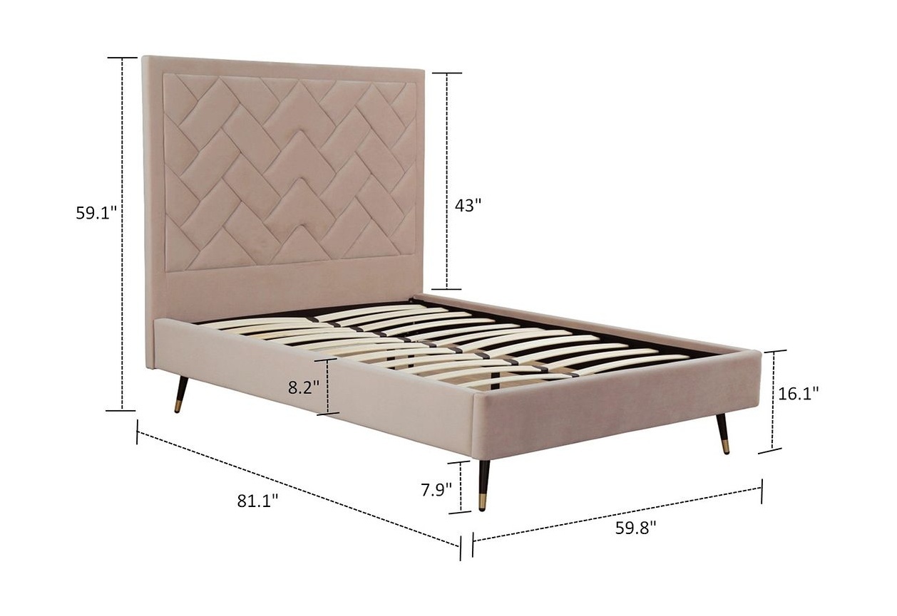 Crosby Velvet Platform Full Size Bed