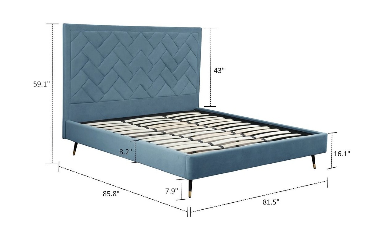 Crosby Velvet Platform King Size Bed