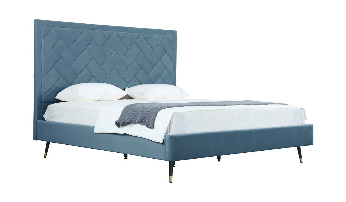 Crosby Velvet Platform King Size Bed