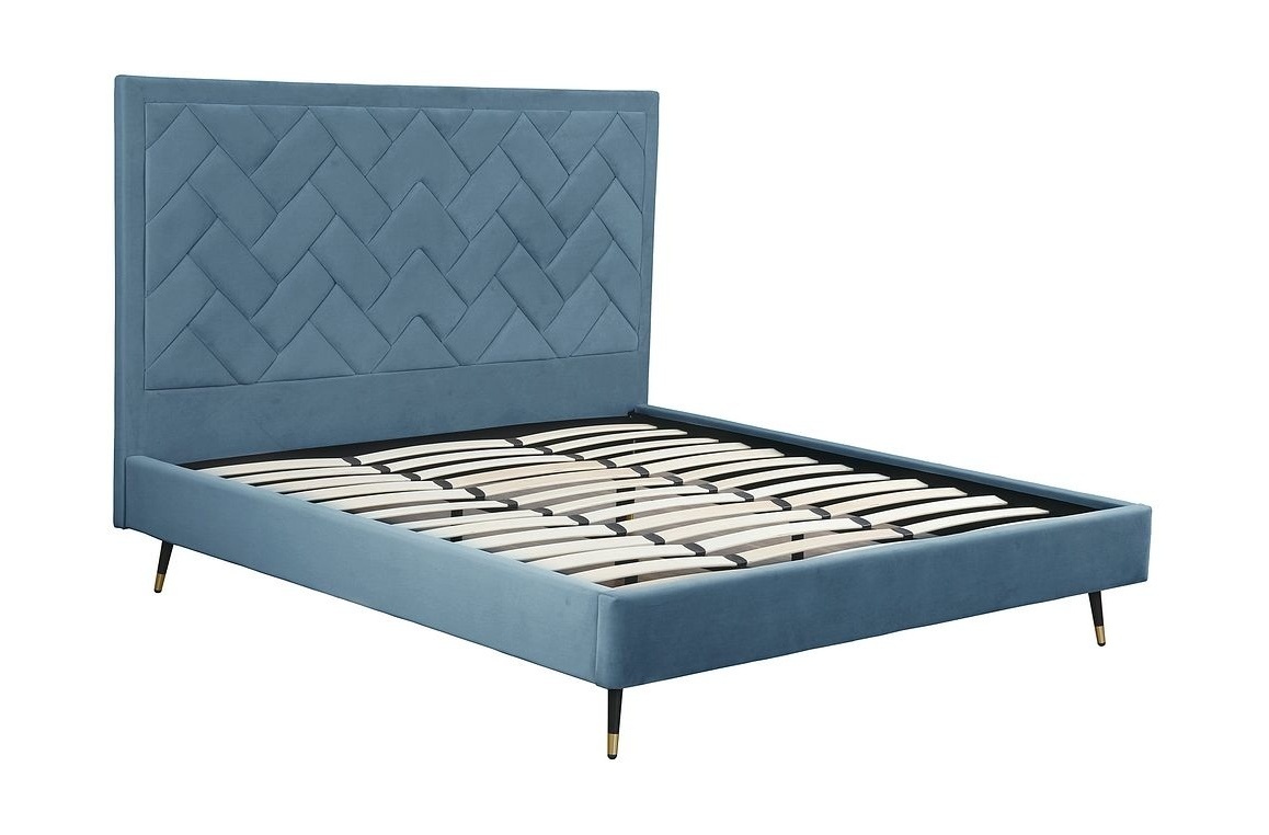 Crosby Velvet Platform King Size Bed
