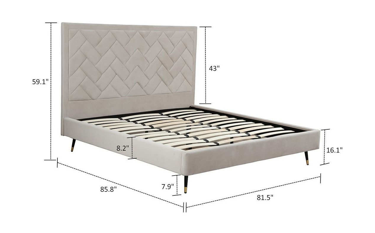 Crosby Velvet Platform King Size Bed